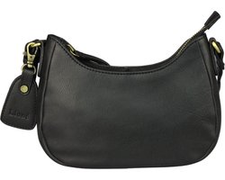 Leren Schoudertas Dames – Zwart – Julie – Moonbag Stijl – Echt Rundleer – Compact & Elegant – Just Lioné