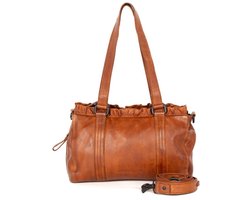 Leren Schoudertas - Janetta - Brandy Cognac