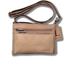 Lundholm leren schoudertas dames groot taupe - schoudertassen dames leer tas dames schoudertas vrouwen cadeautjes | Lundholm Kopenhagen serie