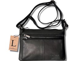 Lundholm leren schoudertas - Kopenhagen serie - dames - zwart -