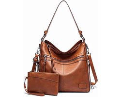 MaberLondon® Dames Handtas - Schoudertas & Crossbody tas - Zacht PU Leer (bruin)