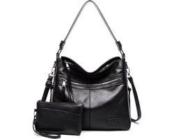 MaberLondon® Dames Handtas - Schoudertas & Crossbody tas - Zacht PU Leer (Zwarte)