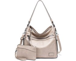 MaberLondon Dames Handtas - Schoudertas & Crossbody - Zacht PU Leer (crème wit)