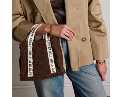 Manfield - Donkerbruine teddy handtas