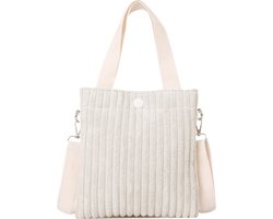 Mini Schoudertas - Corduroy Crème | Ribfluweel | 20,5 x 19 x 0.5 cm | Fashion Favorite