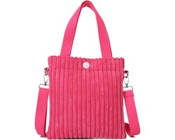 Mini Schoudertas - Corduroy Roze | Ribfluweel | 20,5 x 19 x 0.5 cm | Fashion Favorite