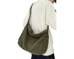 Minimalistische Canvas Tote-Messenger – Casual Voor Werk en Studie - Groen