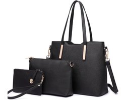 Miss Lulu Handtas | Portemonnee Dames | Schoudertas - Kunstleer - Zwart (LT6648 BK)