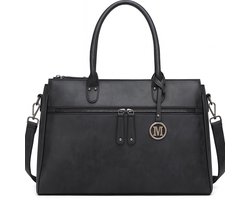 Miss Lulu Schoudertas / Laptoptas / Aktetas Dames - 15.6 inch - Imitatieleer - Zwart
