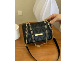 Modieuze effenkleurige schoudertas met klep en ketting