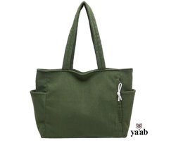 Olijfgroene Corduroy Schoudertas – Compact model – Meerdere Vakken – Cadeau voor vrouwen – ya'ab