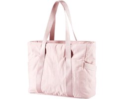 QTTVBTNA - Dames Schoudertas / Handtas - Nylon Tote Bag - Dames Tas Shopper Met Rits - Lichtgewicht & Ruim - Voor Werk Reizen Sport - Roze - 1 stuk