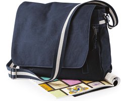 Quadra Schoudertas - donkerblauw - 14 liter - 40x30x12 cm - documententas - vintage look