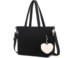 Ribfluweel Tassen - Dames Schoudertassen - Grote Winkeltassen - Handtassen - Geschikt Voor Werk - Kantoor - Reizen - Winkelen - School En Meer - Zwart