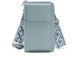 Rico Vitello Smartphone tasje/Telefoontasje Dames Crosbody/Universeel Schouder telefoontasje/Ruimte voor credit card, bankpasje,kleingeld,papiergeld/ van hoge kwaliteit/tas voor paspoort en voor op reis en vakantie kleur Lichtblauw