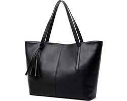 Schooltas - Dames Tas - Tassen met rits - Schoudertas - Handtas - Werktas - Shopper - Tote bag - geschikt voor A4 - Zwart