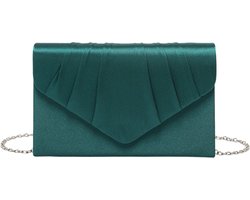 Schoudertas Claire Petrol - avondtas - clutch - afneembare schouderketting - damestas