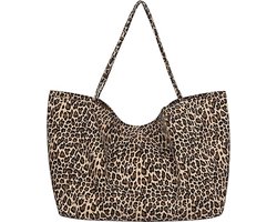 Schoudertas dames-schoudertas school-schoudertassen-Dames schoudertas met luipaardprint, grote zachte handtas, eenvoudige multifunctionele crossbodytas - luipaardprint - 41x22x37cm