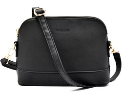 Schoudertas dames zwart mat Sophie Siero® ZI - Crossbody Tas voor vrouw - Damestas in zwart matte structuur kleur - Kleine handtas meisje