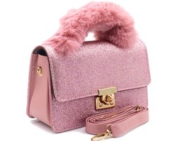 Schoudertas Glitters - roze - 19.5x12.5x7cm - meisjes - hip - trendy - verjaardag - Carnaval - Cadeau