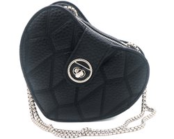 Schoudertas Hart - zwart - 18x14.5x7.5cm - meisjes - hartvorm - hip - verjaardag – valentijn – cadeau