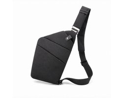 Schoudertas Heren - Crossbody Tas / Sling Bag - Anti-Diefstal met 5 Vakken - Lichtgewicht & Waterafstotend - voor Reizen, Fietsen & Sport - Zwart