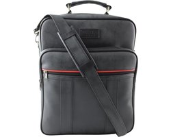 Stevige Werktas Zwart Kunstleer - Schoudertas voor Heren / Dames - Reportertas groot - Bouw / Chauffeurs Tas - Veel vakken - Weekendtas heren