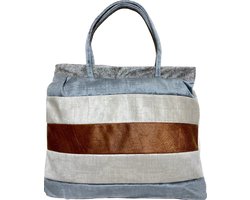 Stoffen shopper met speels patroon – zachte tas voor dagelijks gebruik – streepdesign