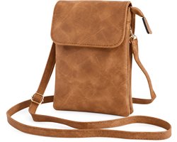 Suede Smartphone / Telefoon Tasje - Bruin | Leder | 20 x 13 x 3,5 cm | Fashion Favorite