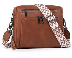 TAN.TOMI Dames Schoudertas met RFID-Blocking – Crossbody Tas met Kaartsleuven & Verstelbare Band – Anti-diefstal Design – PU Leer - Bruin