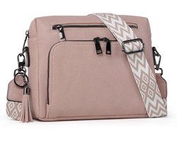 TAN.TOMI Dames Schoudertas met RFID-Blocking – Crossbody Tas met Kaartsleuven & Verstelbare Band – Anti-diefstal Design – PU Leer - Roze