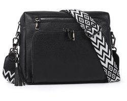 TAN.TOMI Dames Schoudertas met RFID-Blocking – Crossbody Tas met Kaartsleuven & Verstelbare Band – Anti-diefstal Design – PU Leer - Zwart