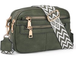TAN.TOMI Dames Schoudertassen, Crossbody Tas, Crossbodytassen voor Dames met Verstelbare - Afneembare Brede Band - Donkergroen