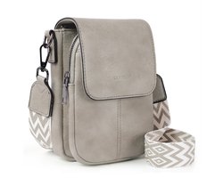 TAN.TOMI Schoudertas - Crossbody Tas - Crossbodytas - Dames Telefoontasje – Grote Capaciteit – PU Lederen Crossbody Tas met Portemonnee – Verstelbare en Afneembare Brede Schouderband - Grijs