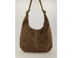 tas -luipaard -schoudertas -leer -suède -hip