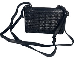 Tasje Dames Klein – Zwart Leer – Festival - Crossbody Tas Dames – Tasje Dames Klein – Clutch - Tas - Telefoontasje