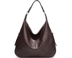 Tassen - schoudertas Jules donkerbruin - damestas - pu-leer - bruin - vegan - met rits - bruin