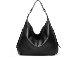 Tassen - schoudertas Jules zwart - damestas - pu-leer - vegan - met rits - tas dames