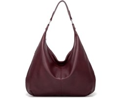 Tassen - schoudertas Julia Bordeaux Rood - damestas - vegan pu-leer - met rits - hobo tas - handtas