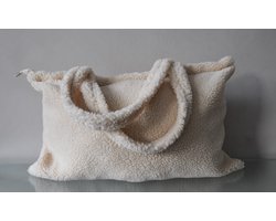 Teddy tas - Luxe teddy tas met rits - Teddy tas dames - 42x60cm - beige - strandtas