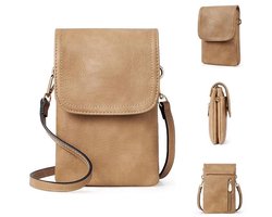 Telefoontasje - Portemonnee - Handtas - Klein dames crossbodytasje van veganistisch leer - met verstelbare schouderband