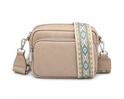 THL Design Kleine Dames Schoudertas - Telefoontasje - Crossbody Tas - Bag Strap - Taupe