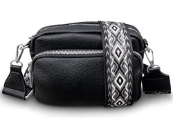 THL Design Kleine Dames Schoudertas - Telefoontasje - Crossbody Tas - Bag Strap - Zwart