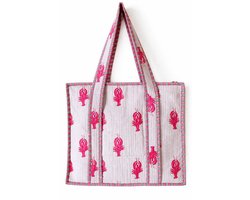 Tote-bag - tassen - Lobster/kreeft - roze- gewatteerd - rits - shopper