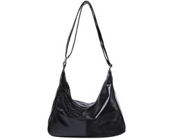 Veldy schoudertas - Mooie schoudertas geblokt- Dames tassen - Zwart/Grijs