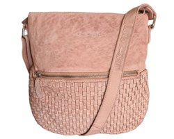 Ven Tomy-Schoudertas-crossbody-Gevlochten-Hoogwaardig leer-Gewassen leer- Soepel leer-Vintage-Dusty Pink-28cmx28cmx8cm