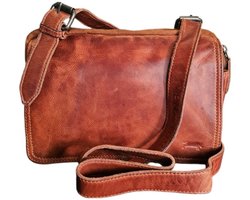 Ven Tomy-Ven Tomy-Schoudertas-crossbody-Hoogwaardig leer-Gewassen leer- Soepel leer-Vintage-Naturel bruin-25cmx16cmx13cm