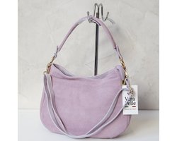 Vera Pelle lila suède tas – schoudertas met extra riem