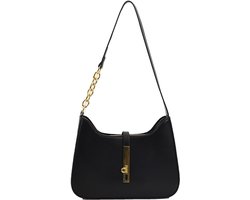 VEXON Dames Schoudertas – Kleine Crossbody Tas - Stijlvolle Zwarte Designer Luxe Mini Schoudertas - Crossbodytas voor Dames - Luxe Handtas Vrouwen - Trendy - Fashion - Handtasje - Schoudertas - Compact - Zwart