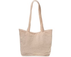Yucka - Teddy tas - Schoudertas - Tote bag - Draagtas - Handtassen dames - Met magnetische druksluiting - 43 x 30 cm - Beige